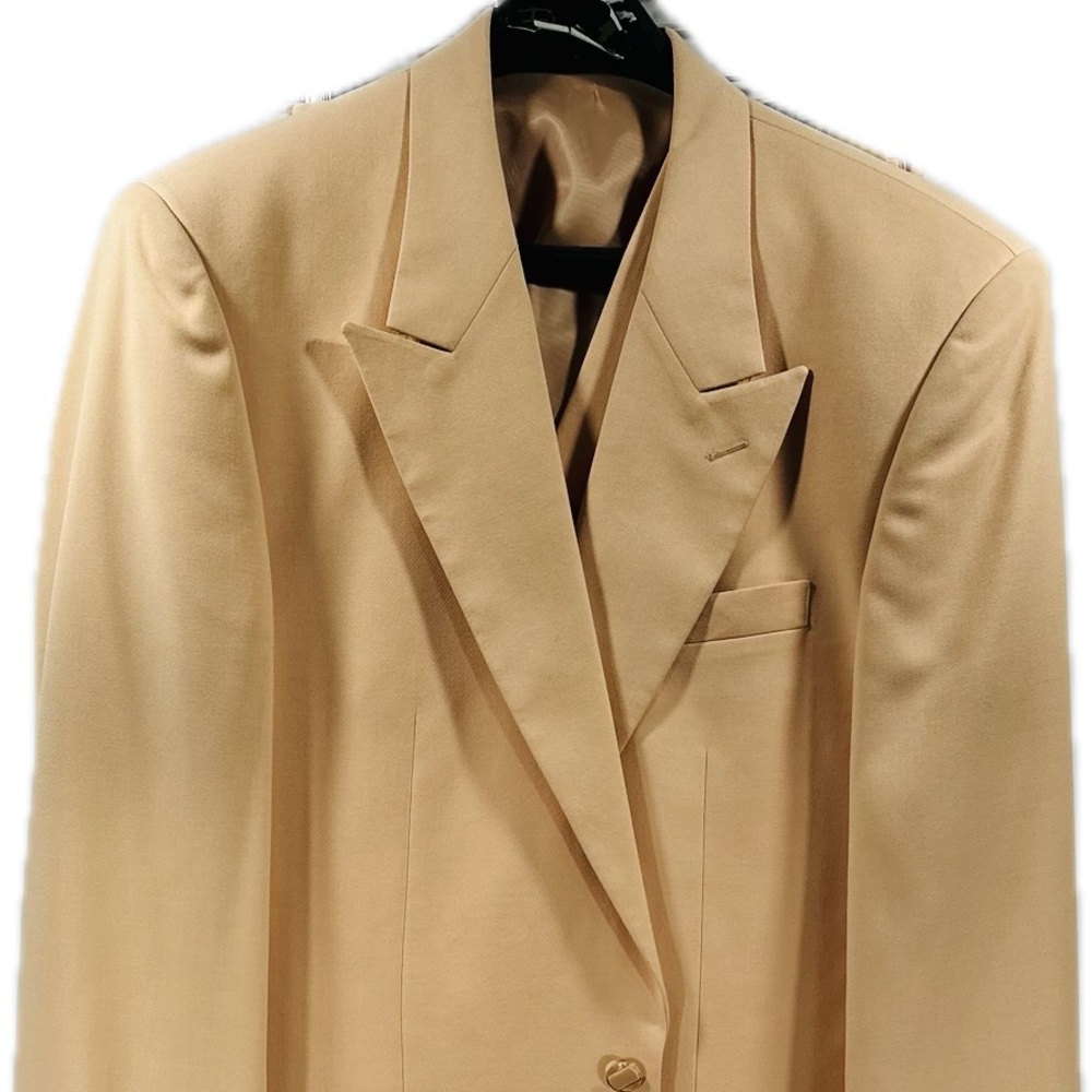Falcone Men's Peach Suit 3 Piece Pleated Pants 1 Button Single Breasted Size 40R